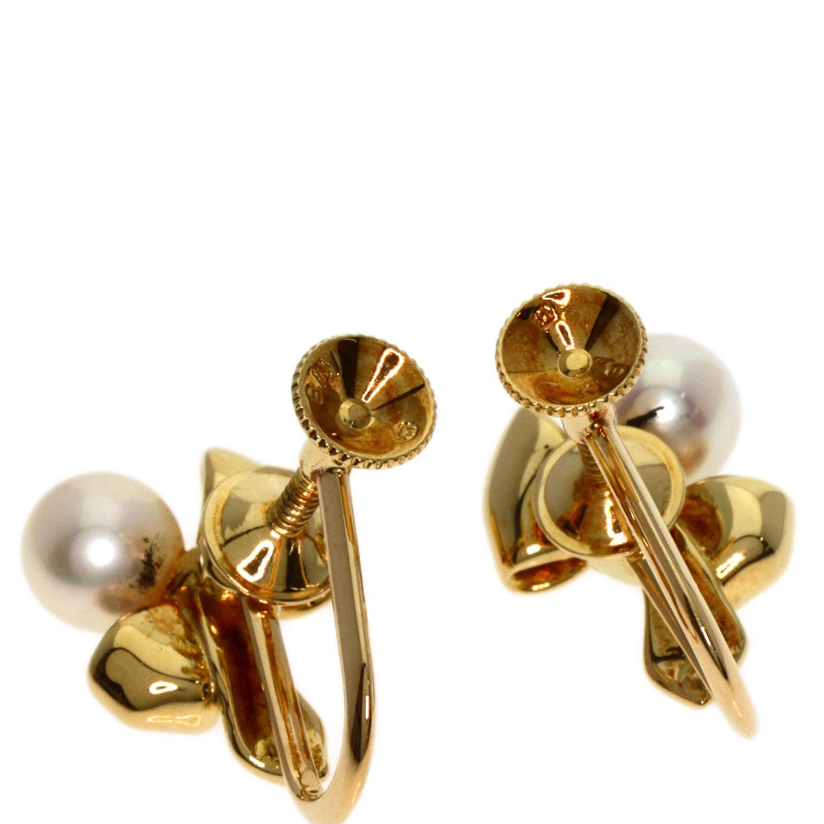 MIKIMOTO   Ribbon Pearl Pearl Earring  K18 Yellow Gold Ladies [Used]