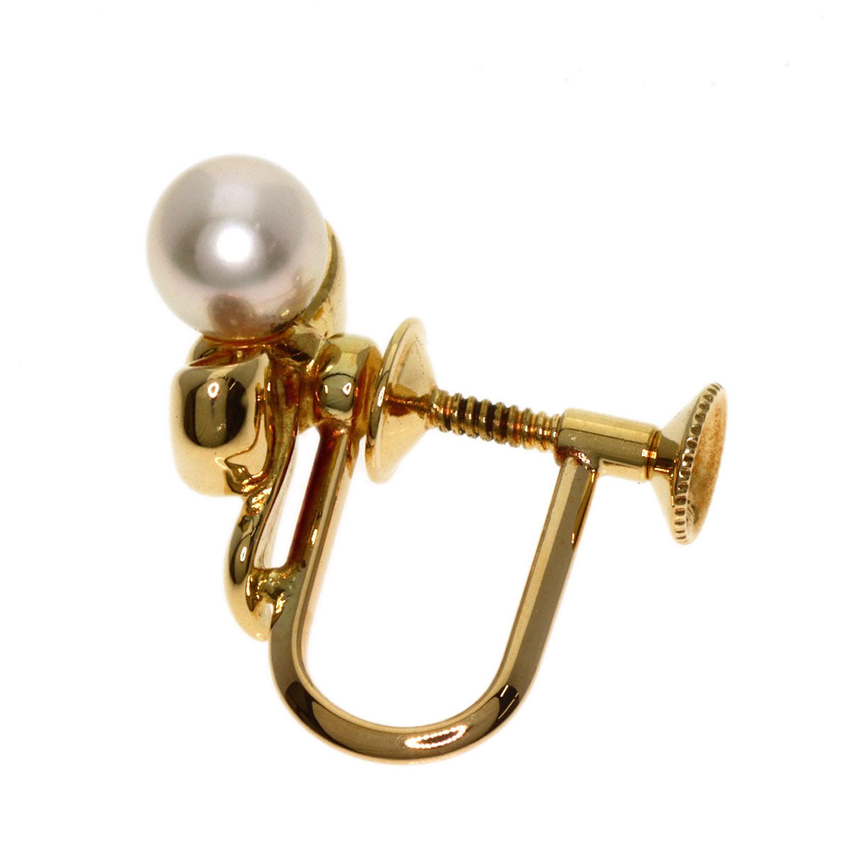 MIKIMOTO   Ribbon Pearl Pearl Earring  K18 Yellow Gold Ladies [Used]