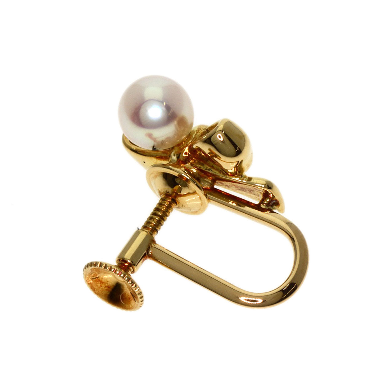 MIKIMOTO   Ribbon Pearl Pearl Earring  K18 Yellow Gold Ladies [Used]