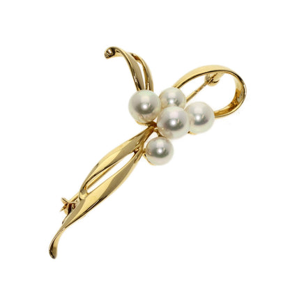 MIKIMOTO   Pearl Pearl Brooch  K18 Yellow Gold Ladies [Used]