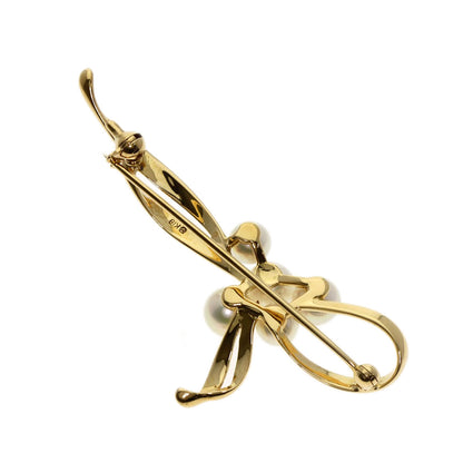 MIKIMOTO   Pearl Pearl Brooch  K18 Yellow Gold Ladies [Used]