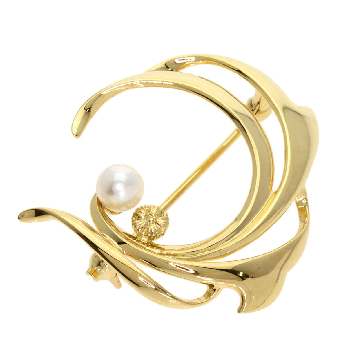 MIKIMOTO   Pearl Pearl Brooch  K18 Yellow Gold Ladies [Used]