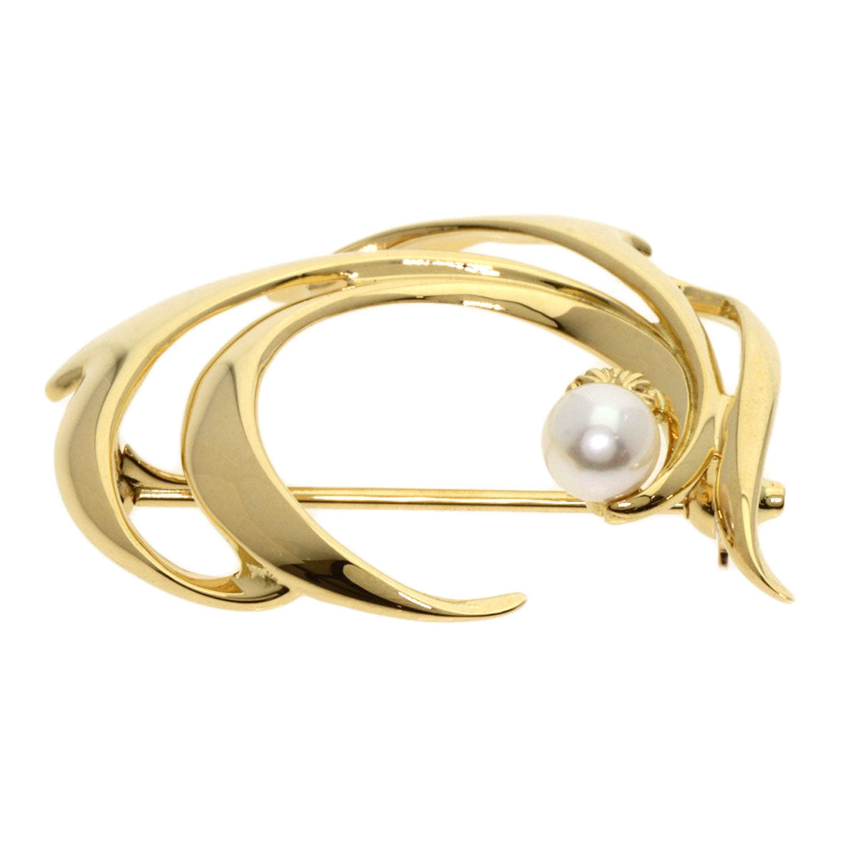 MIKIMOTO   Pearl Pearl Brooch  K18 Yellow Gold Ladies [Used]