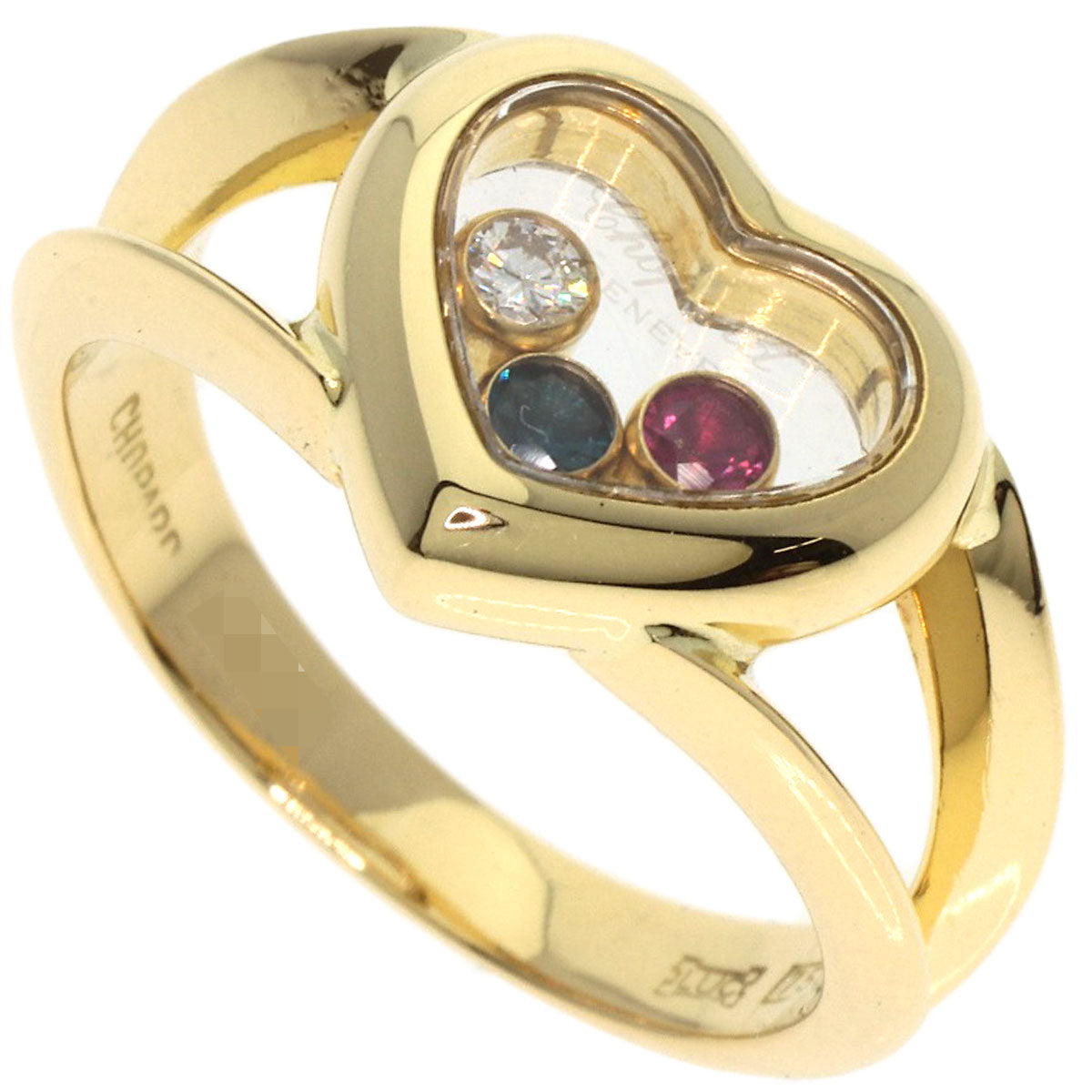 Chopard   Ring Happy diamond Ruby Sapphire K18 Yellow Gold Ladies