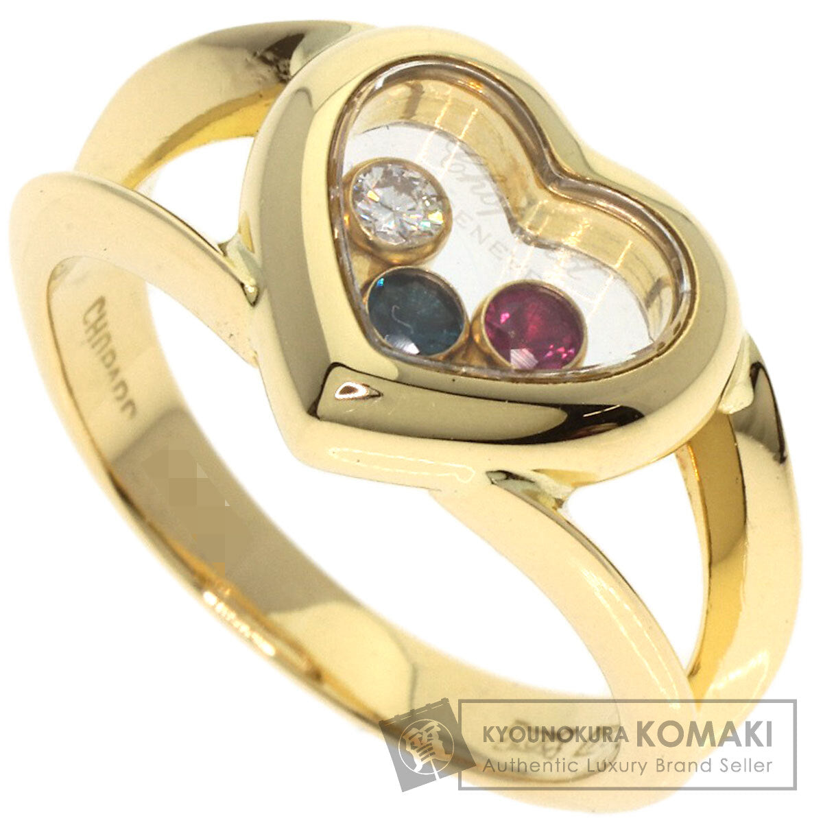 Chopard   Ring Happy diamond Ruby Sapphire K18 Yellow Gold Ladies