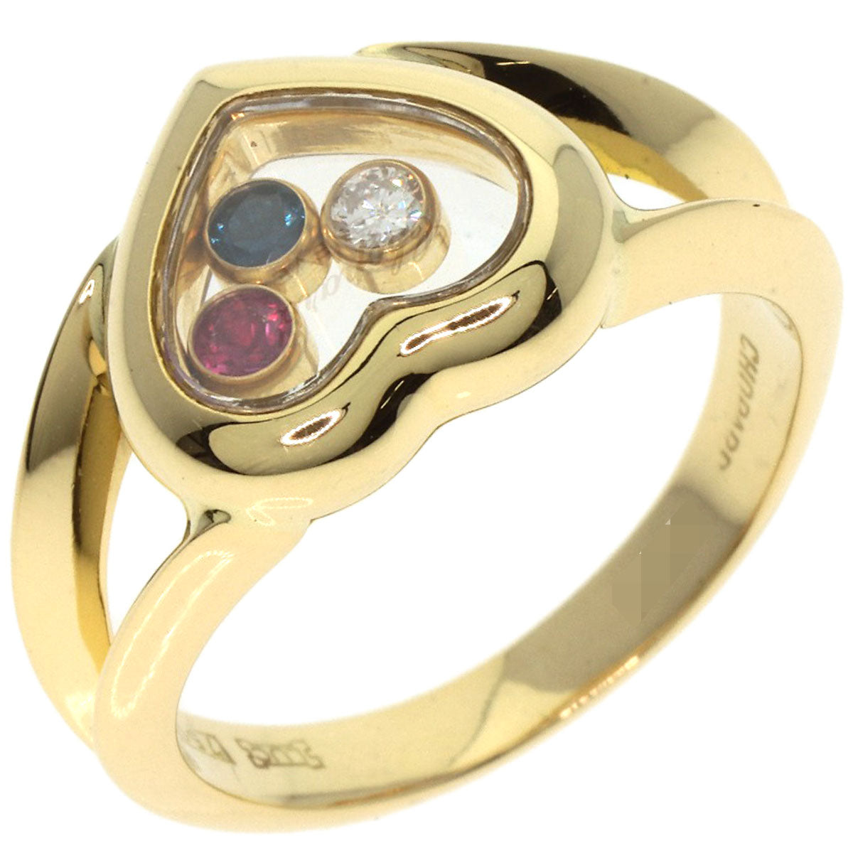 Chopard   Ring Happy diamond Ruby Sapphire K18 Yellow Gold Ladies