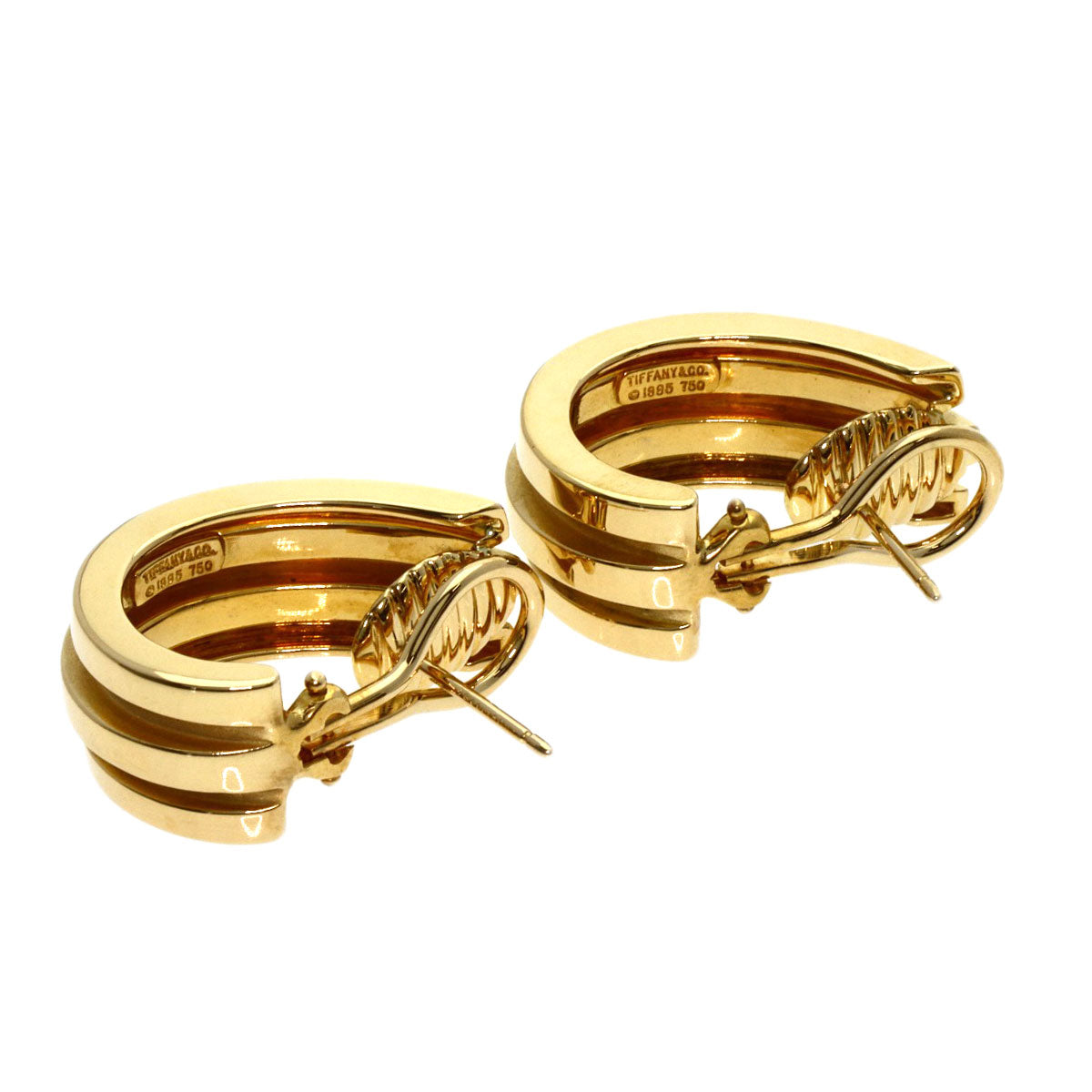 TIFFANY&Co.   earring Grooved K18 Yellow Gold Ladies