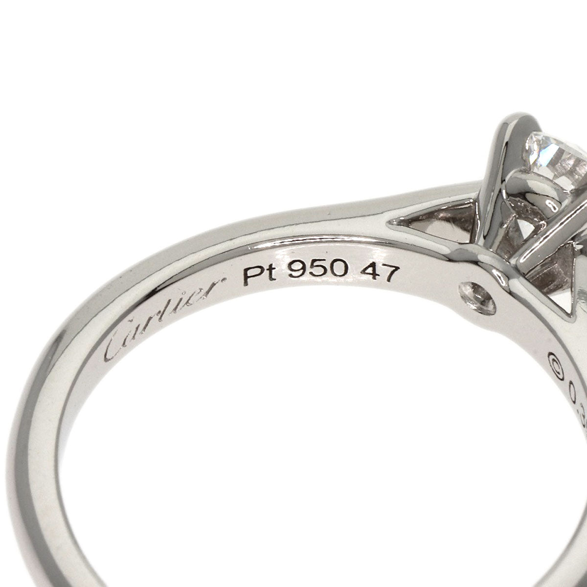 CARTIER   Ring Solitaire Diamond # 47 Platinum PT950 Ladies