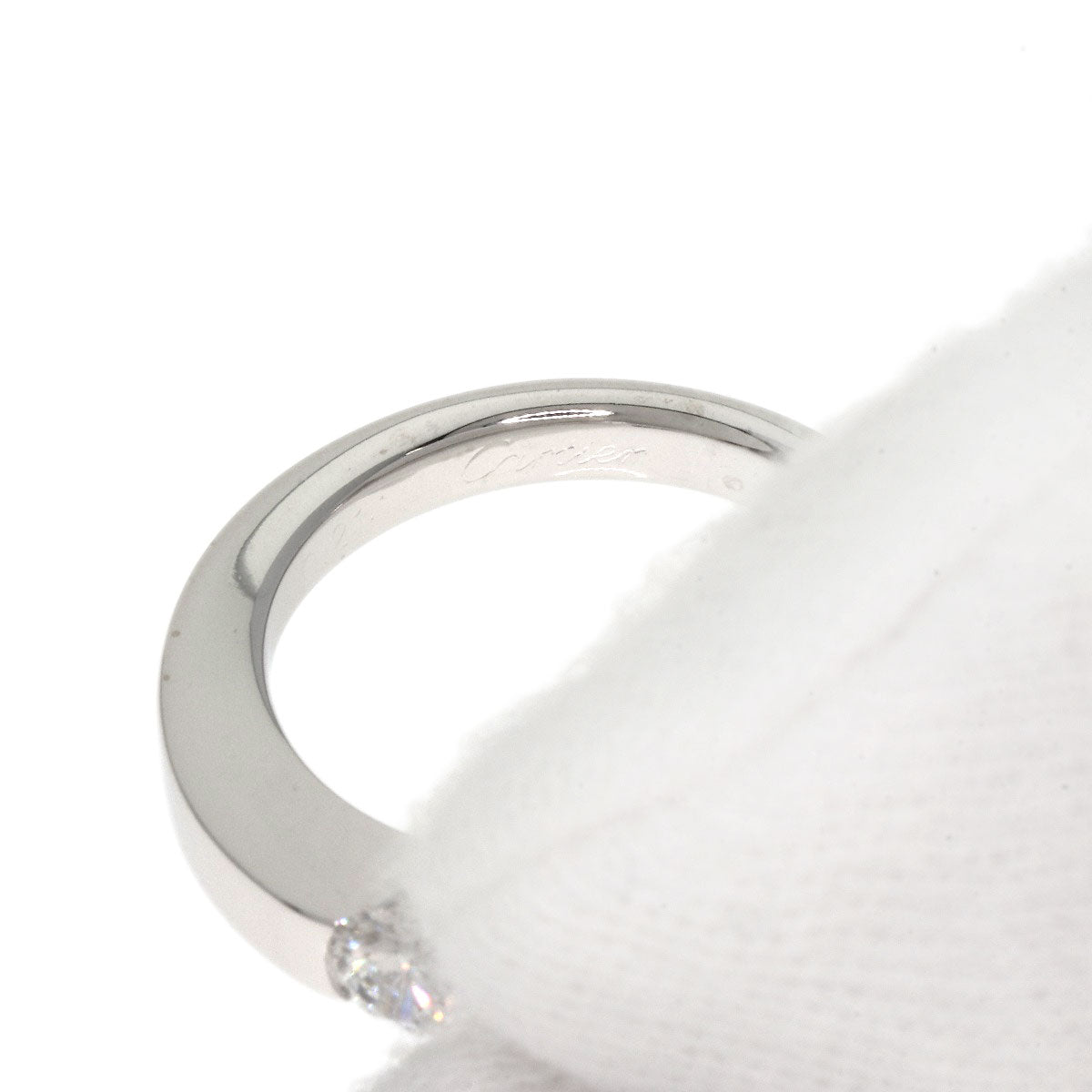 CARTIER   Ring Date with Diamond #46 K18 White Gold Ladies