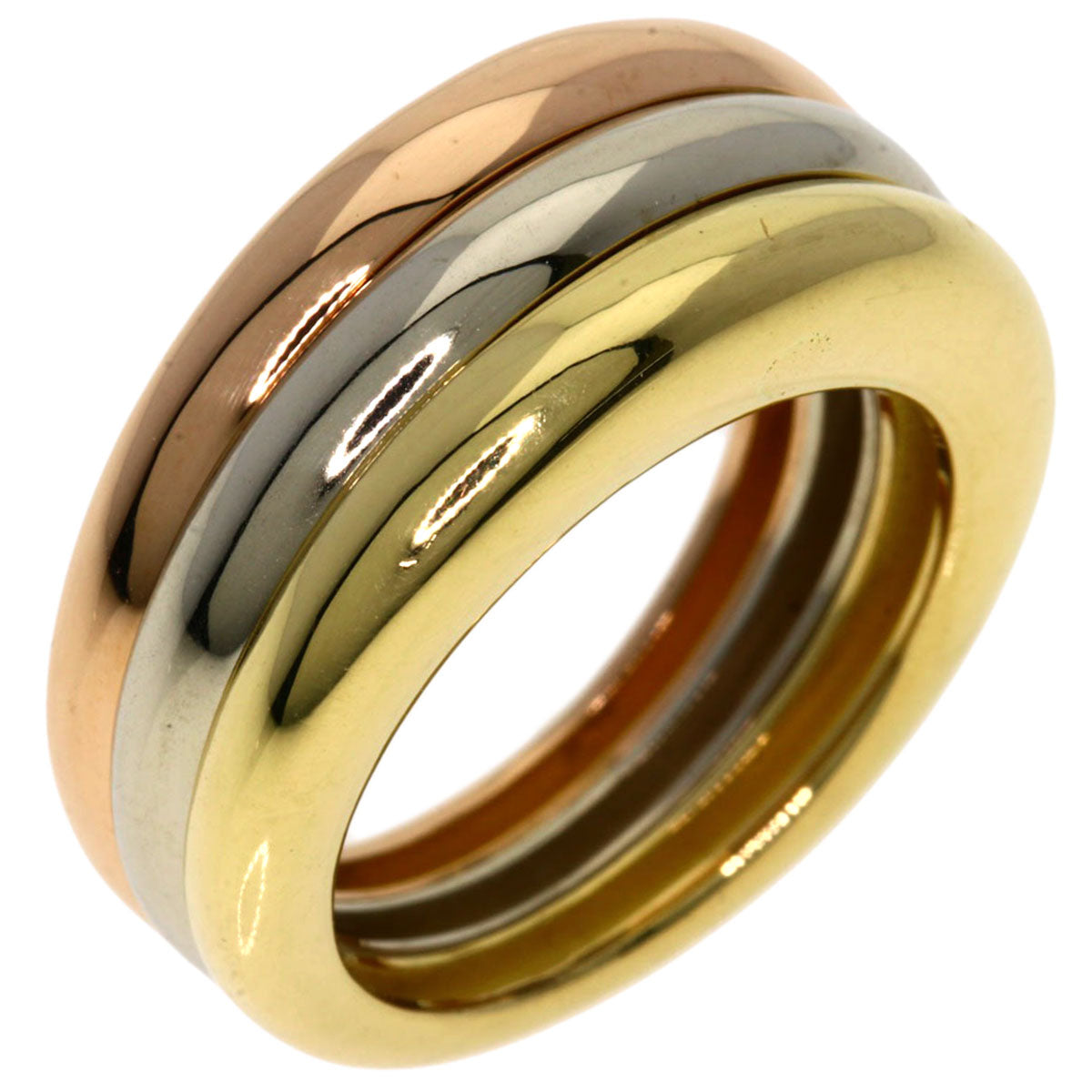 CARTIER Mobilis Three Color #49 Ring K18 Yellow Gold K18 White GoldLadies [Used]