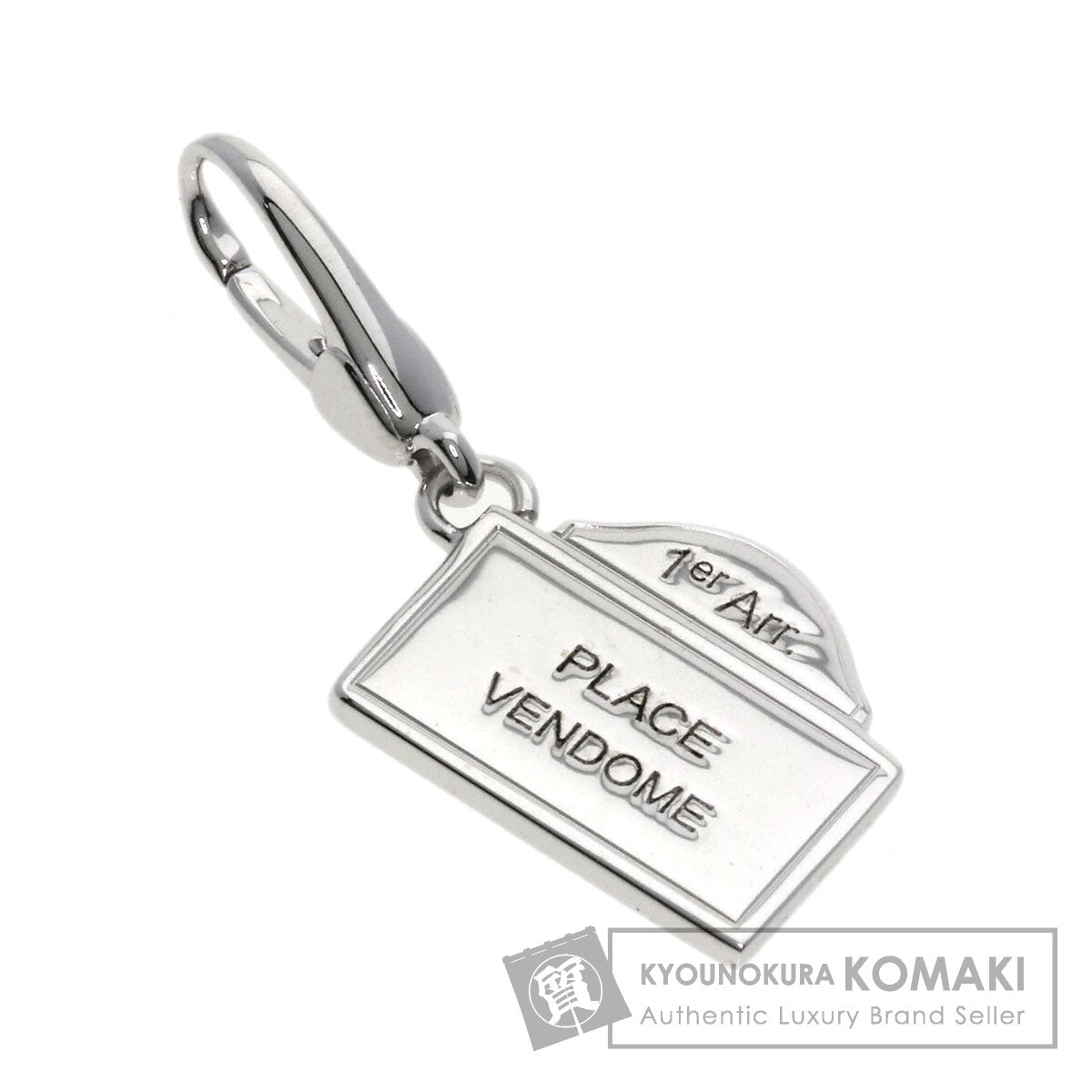 BVLGARI letter charm Pendant top K18 White Gold Ladies [Used]