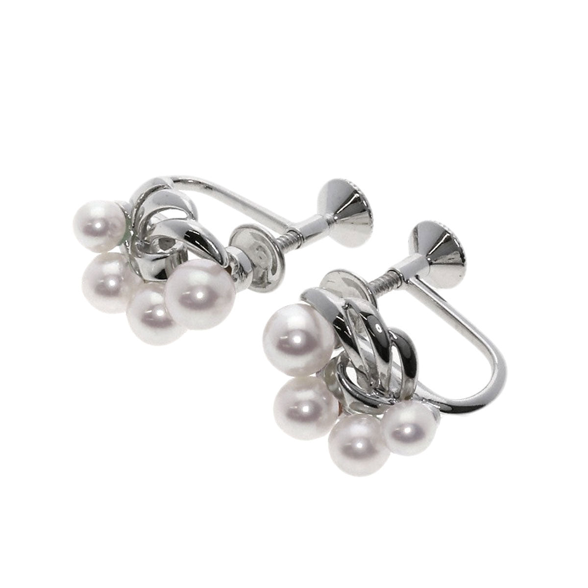 MIKIMOTO   Pearl Pearl Earring  K18 White Gold Ladies [Used]