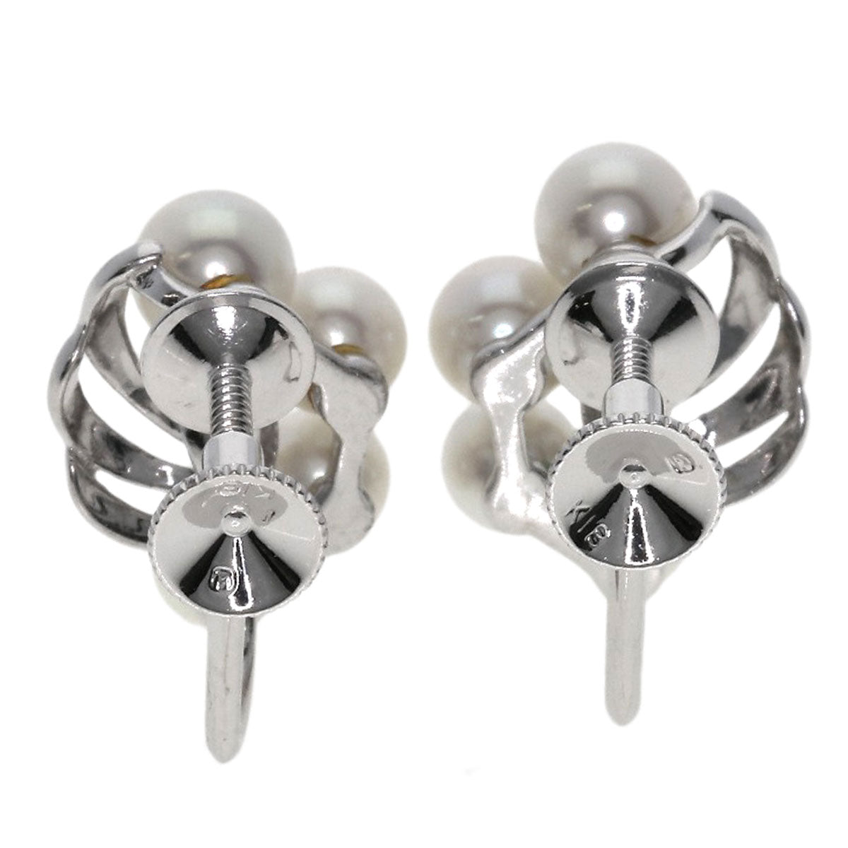 MIKIMOTO   Pearl Pearl Earring  K18 White Gold Ladies [Used]