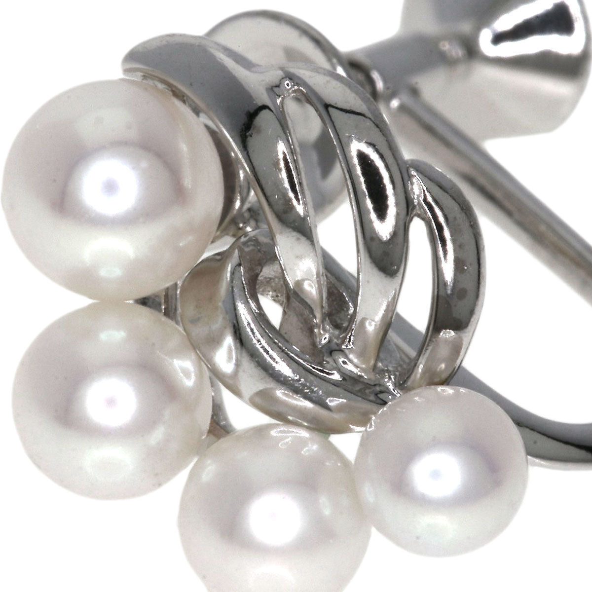 MIKIMOTO   Pearl Pearl Earring  K18 White Gold Ladies [Used]