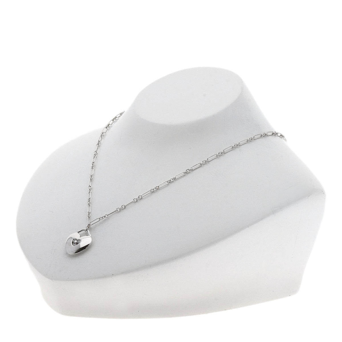 TIFFANY&Co. Heart 3P Diamond Necklace K18 White Gold Ladies [Used]