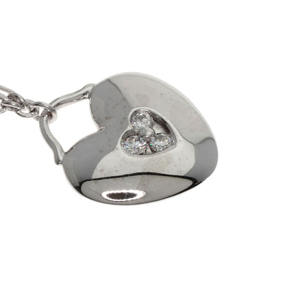 TIFFANY&Co. Heart 3P Diamond Necklace K18 White Gold Ladies [Used]