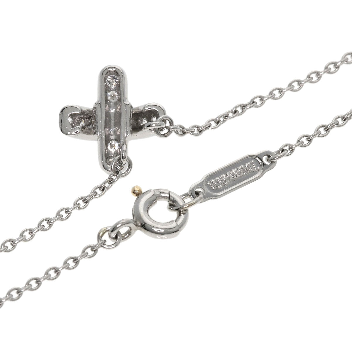 TIFFANY&Co. Cross-stitch Necklace Platinum PT950 Ladies [Used]