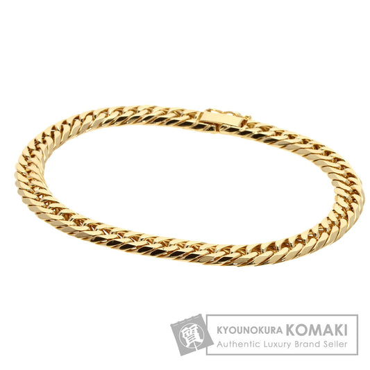 Curb chain Kihei W6 face cut Bracelet K18 Yellow Gold  20.2g　unisex