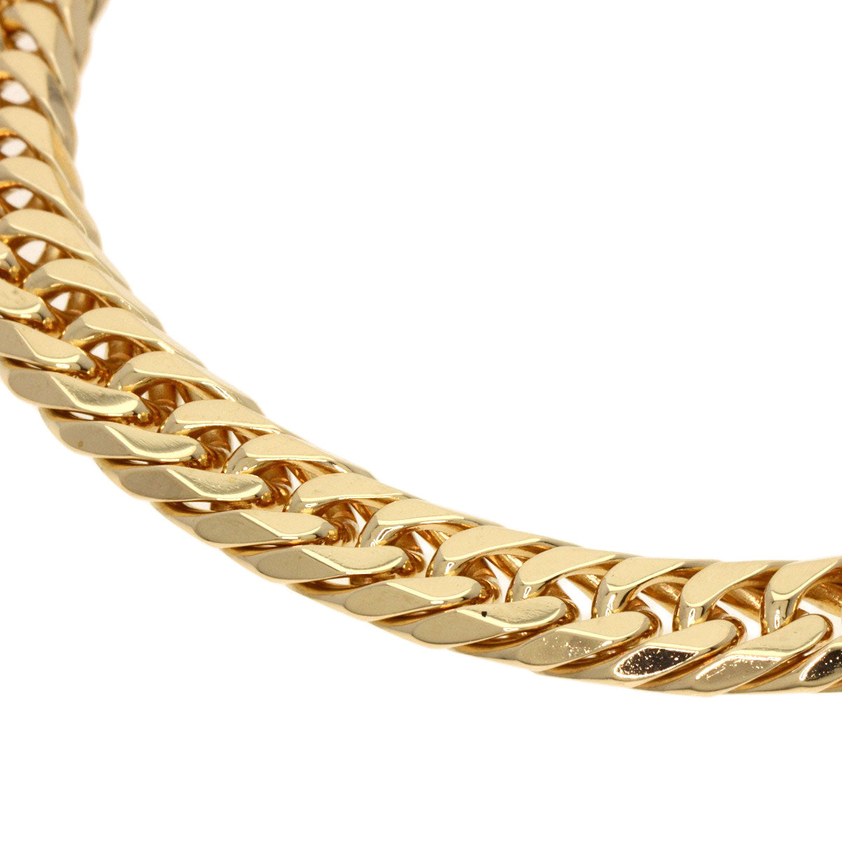 Curb chain Kihei W6 face cut Bracelet K18 Yellow Gold  20.2g　unisex