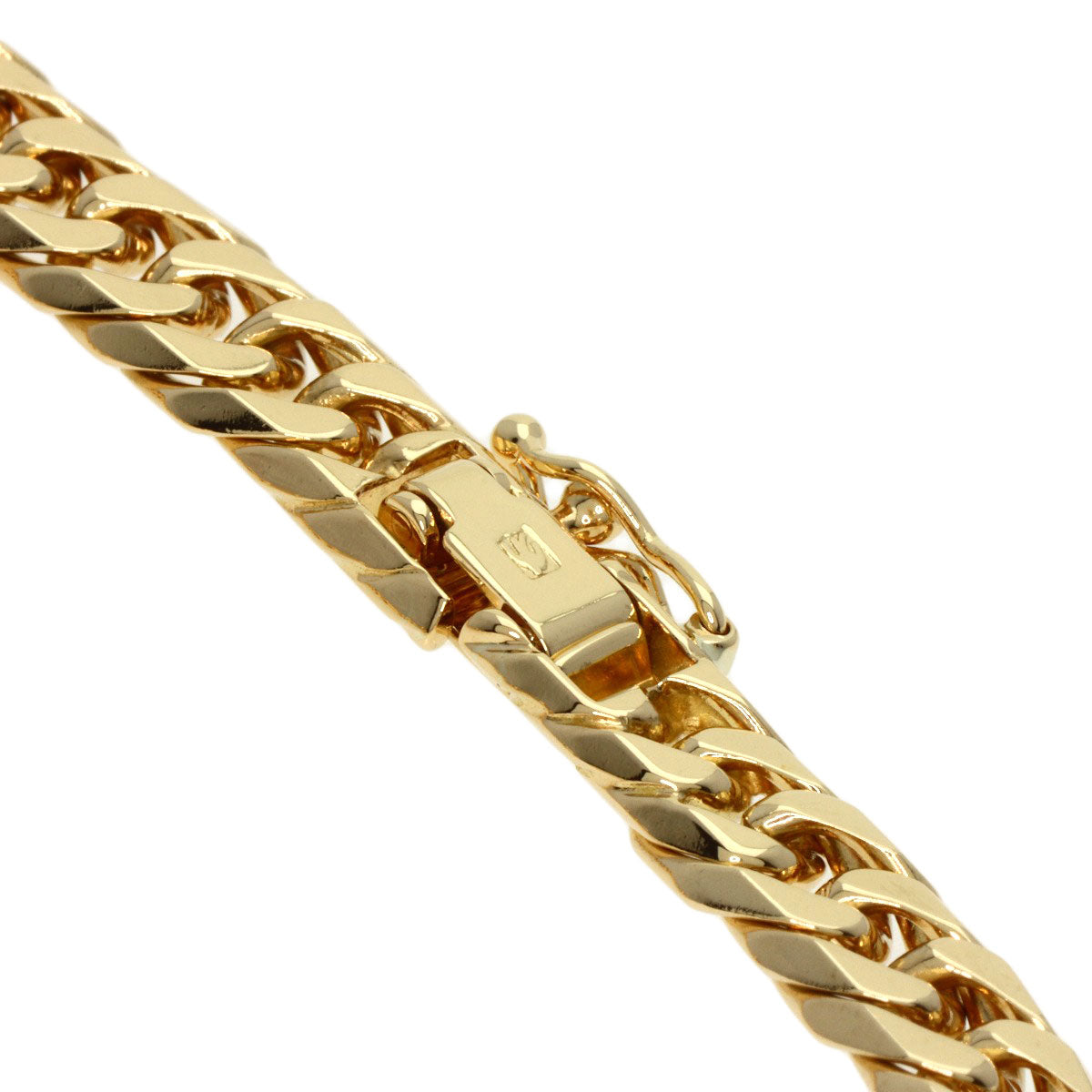 Curb chain Kihei W6 face cut Bracelet K18 Yellow Gold  20.2g　unisex