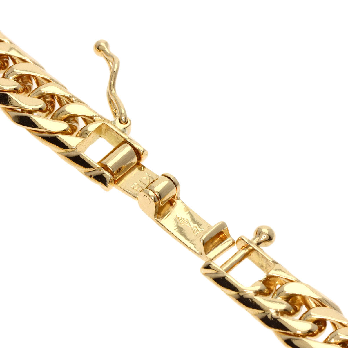 Curb chain Kihei W6 face cut Bracelet K18 Yellow Gold  20.2g　unisex