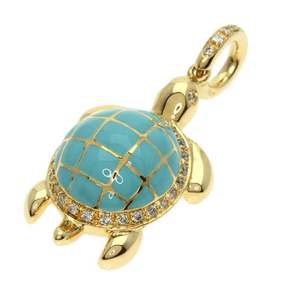 Aaron Basha Turtle Motif Diamond Pendant top K18 Yellow Gold  9.6g　Ladies