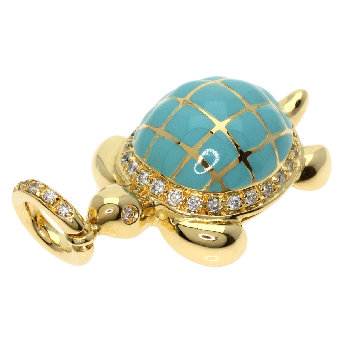 Aaron Basha Turtle Motif Diamond Pendant top K18 Yellow Gold  9.6g　Ladies