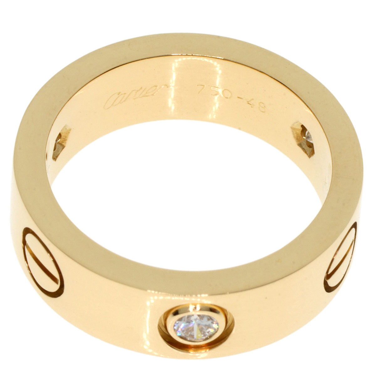 CARTIER   Ring love ring half diamond #48 K18 Yellow Gold Ladies