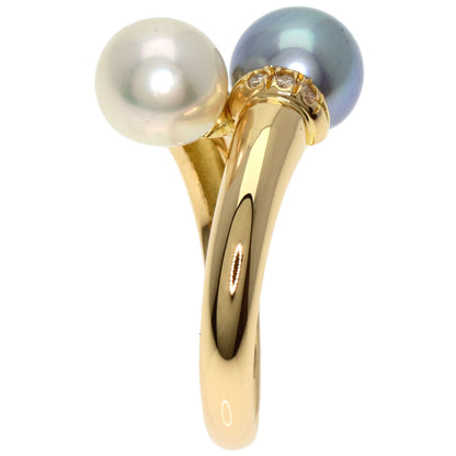 STAR JEWELRY   Ring Pearl Pearl Diamond K18 Yellow Gold Ladies