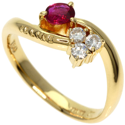 CELINE   Ring Ruby Diamond K18 Yellow Gold Ladies