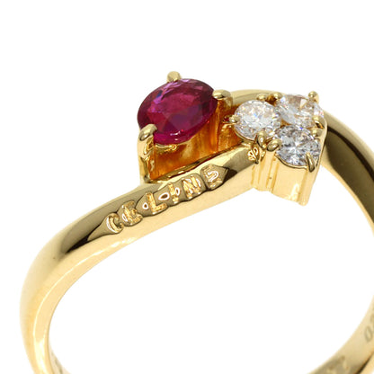 CELINE   Ring Ruby Diamond K18 Yellow Gold Ladies