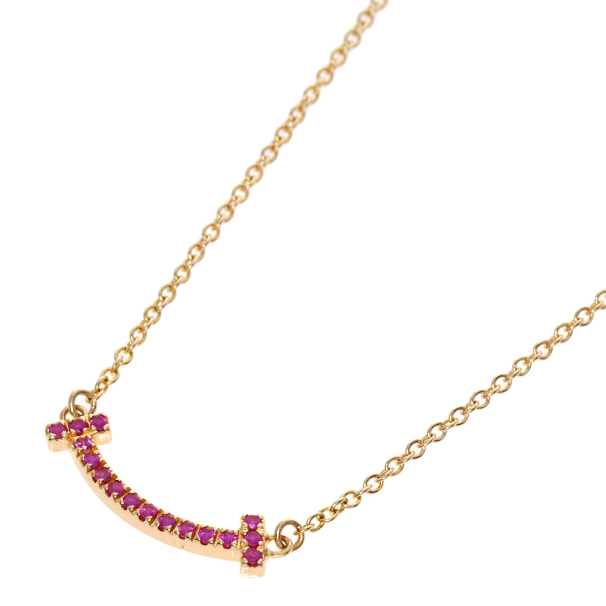 TIFFANY&Co.   Necklace T Smile Mini Pink Sapphire K18 Pink Gold Ladies