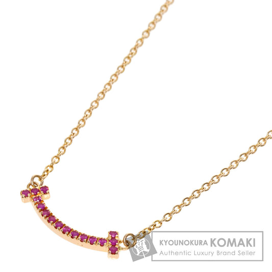 TIFFANY&Co.   Necklace T Smile Mini Pink Sapphire K18 Pink Gold Ladies