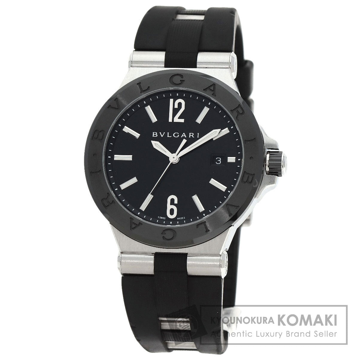 BVLGARI Diagono Date Ceramic Watches DG42SC Stainless Steel/Rubber mens