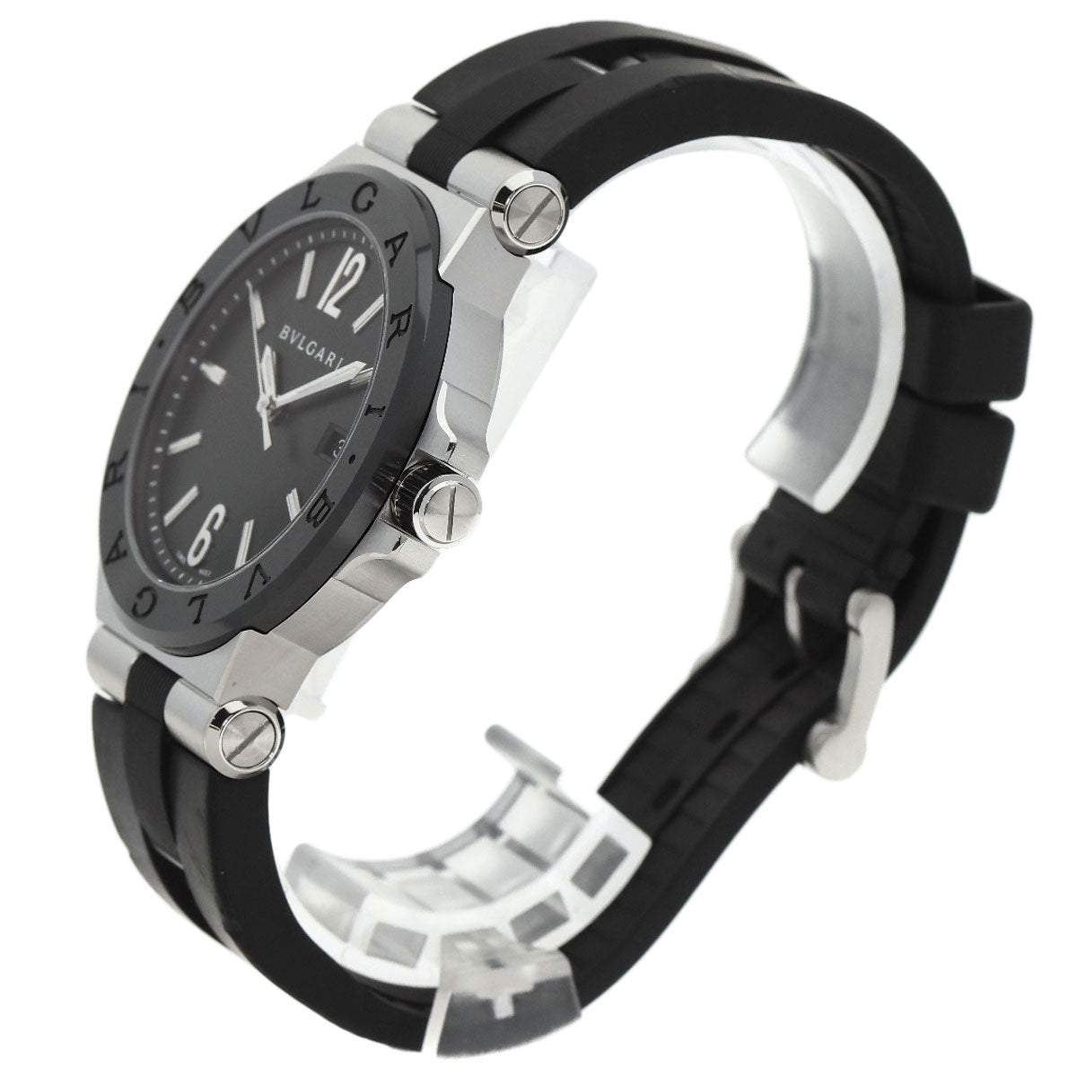 BVLGARI Diagono Date Ceramic Watches DG42SC Stainless Steel/Rubber mens