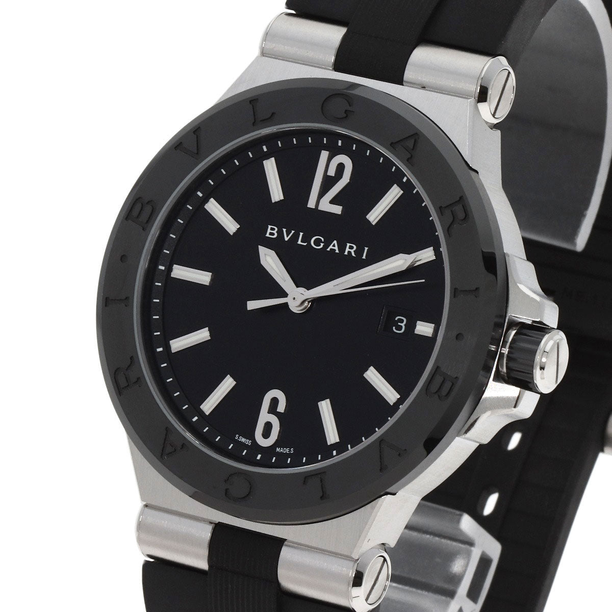 BVLGARI Diagono Date Ceramic Watches DG42SC Stainless Steel/Rubber mens