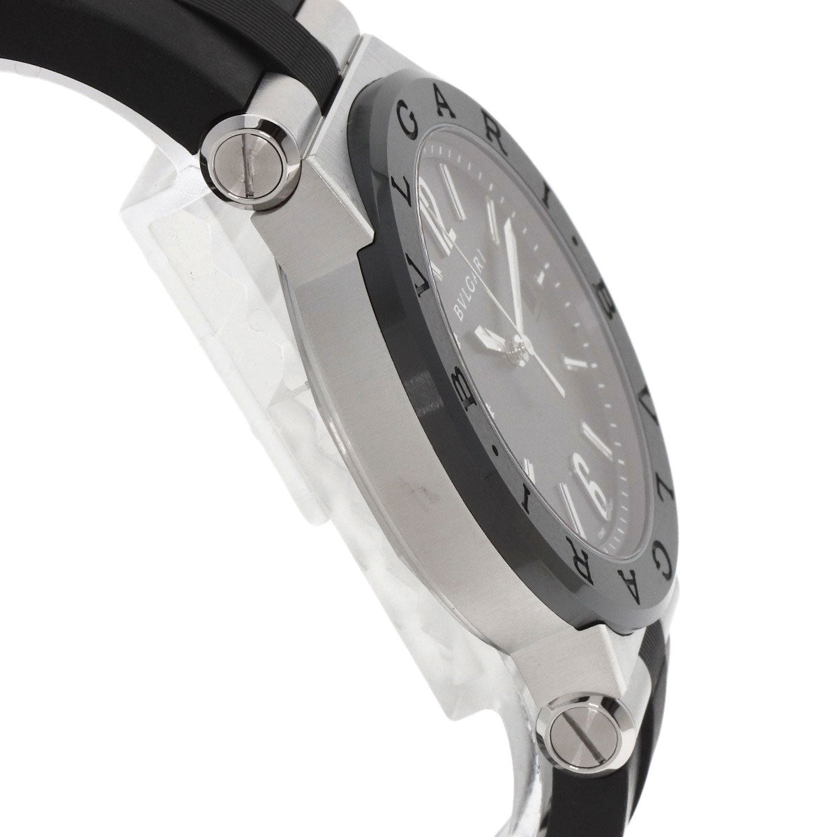 BVLGARI Diagono Date Ceramic Watches DG42SC Stainless Steel/Rubber mens