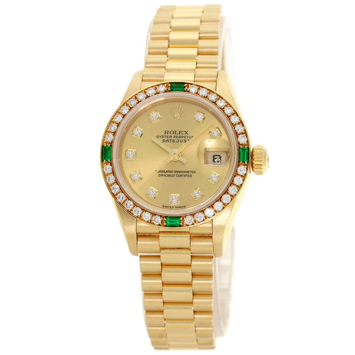 ROLEX Datejust 10P Bezel Diamond 4P Emerald Watches 79078G K18 Yellow Gold/18K Yellow Gold Ladies