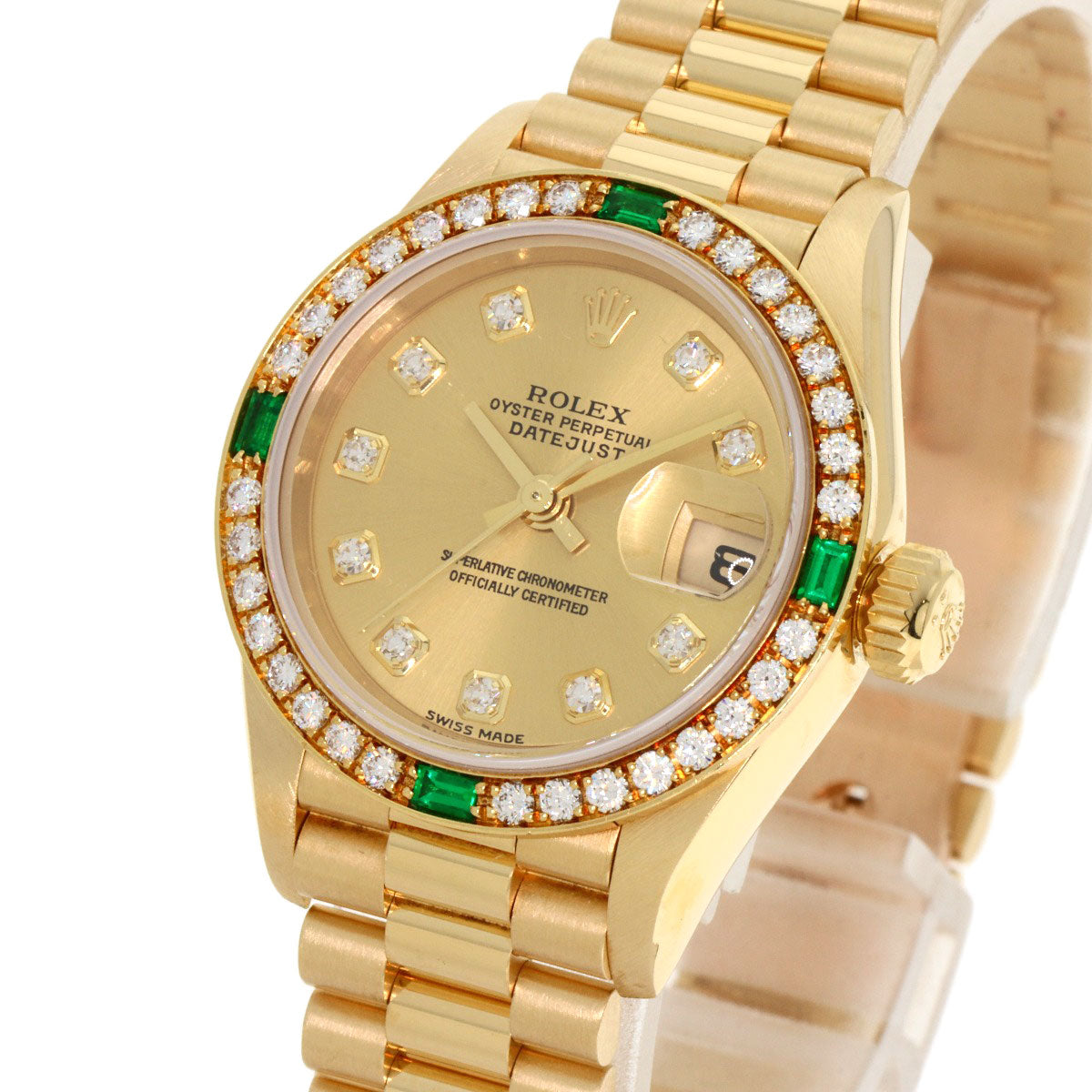 ROLEX Datejust 10P Bezel Diamond 4P Emerald Watches 79078G K18 Yellow Gold/18K Yellow Gold Ladies