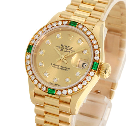 ROLEX Datejust 10P Bezel Diamond 4P Emerald Watches 79078G K18 Yellow Gold/18K Yellow Gold Ladies