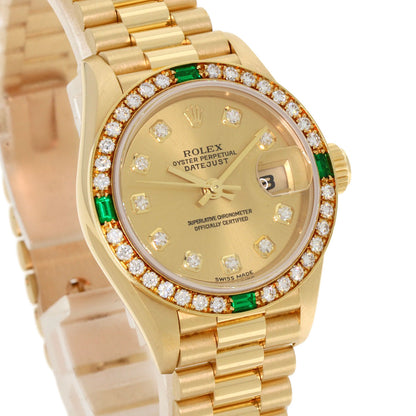ROLEX Datejust 10P Bezel Diamond 4P Emerald Watches 79078G K18 Yellow Gold/18K Yellow Gold Ladies