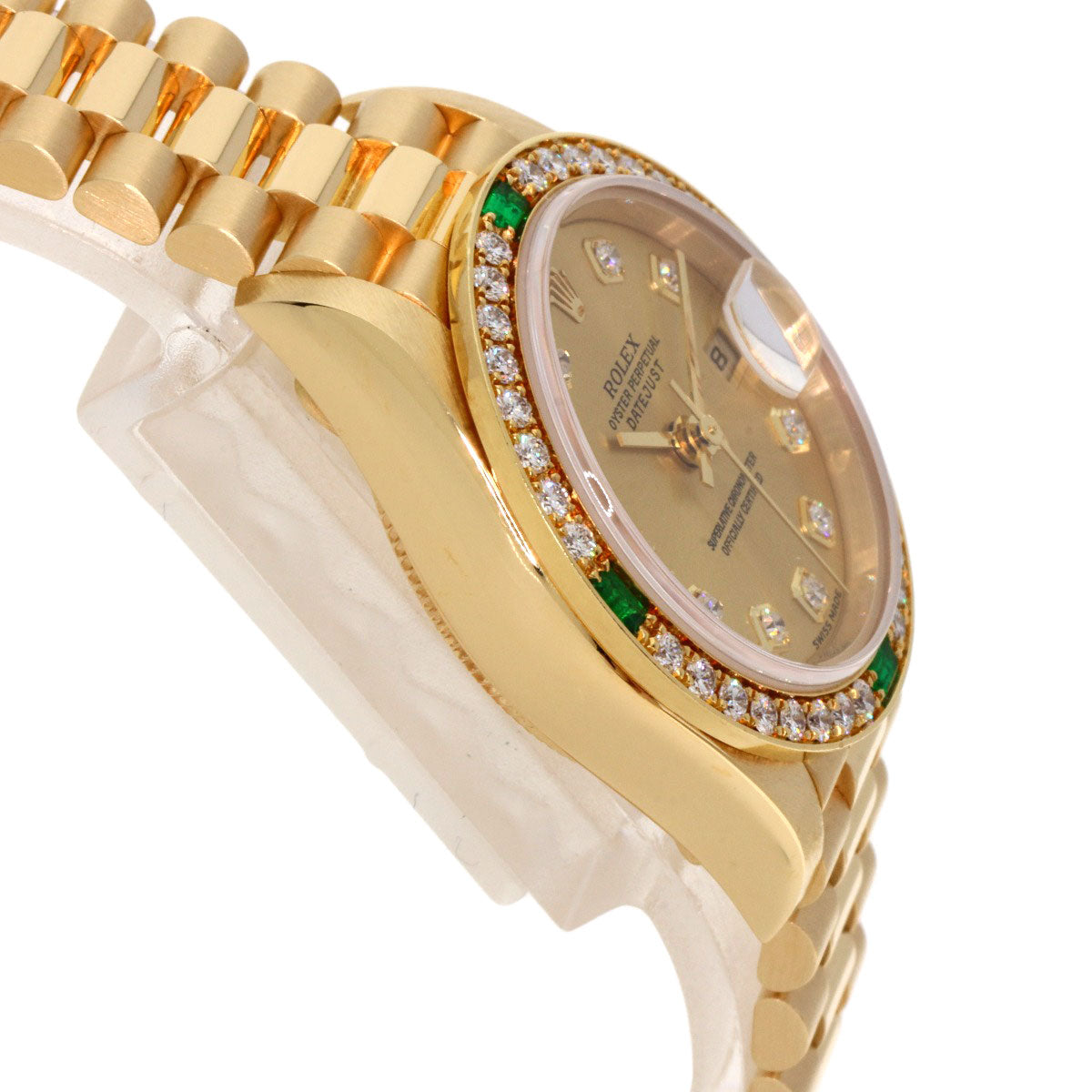 ROLEX Datejust 10P Bezel Diamond 4P Emerald Watches 79078G K18 Yellow Gold/18K Yellow Gold Ladies
