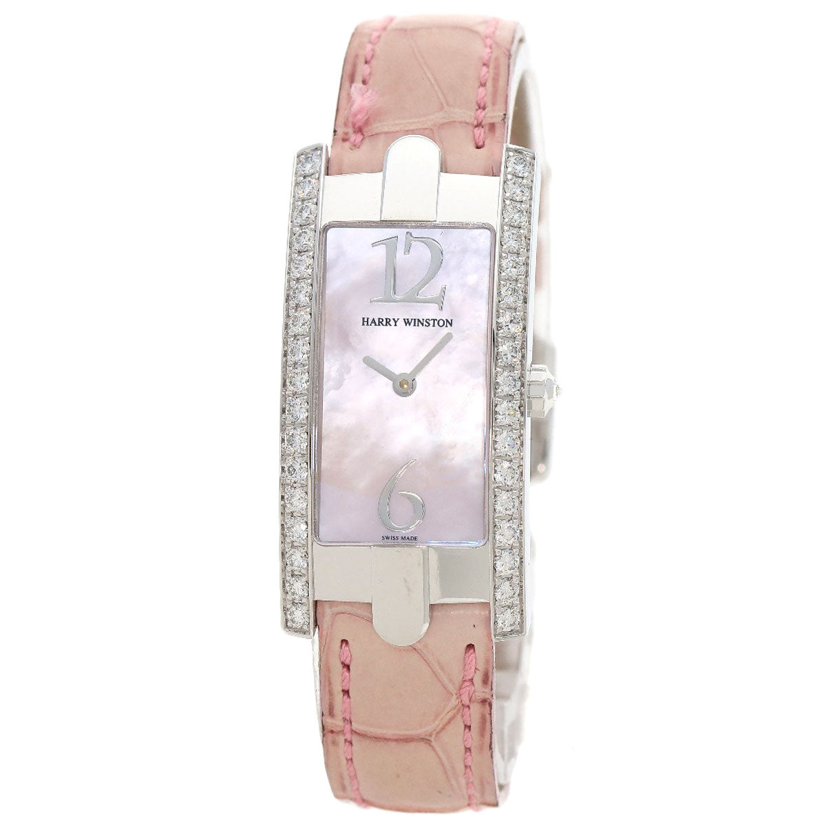 HARRY WINSTON Avenue C Watches 330LQW K18 White Gold/Leather Ladies