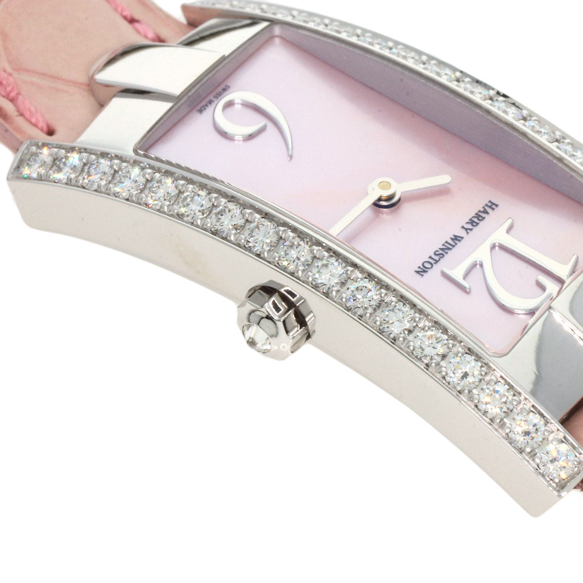 HARRY WINSTON Avenue C Watches 330LQW K18 White Gold/Leather Ladies