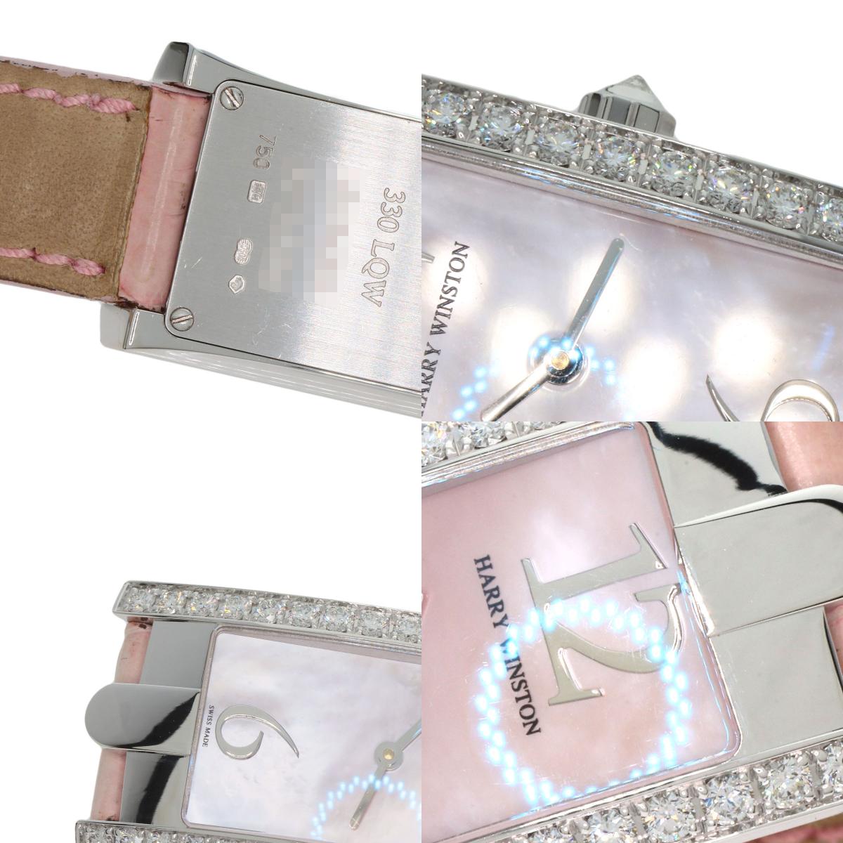 HARRY WINSTON Avenue C Watches 330LQW K18 White Gold/Leather Ladies