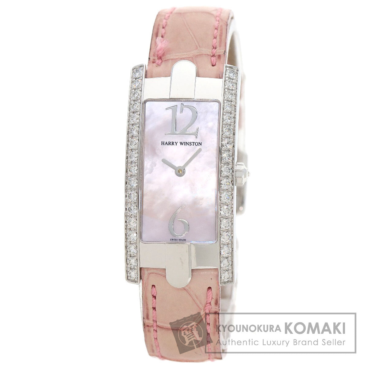 HARRY WINSTON Avenue C Watches 330LQW K18 White Gold/Leather Ladies