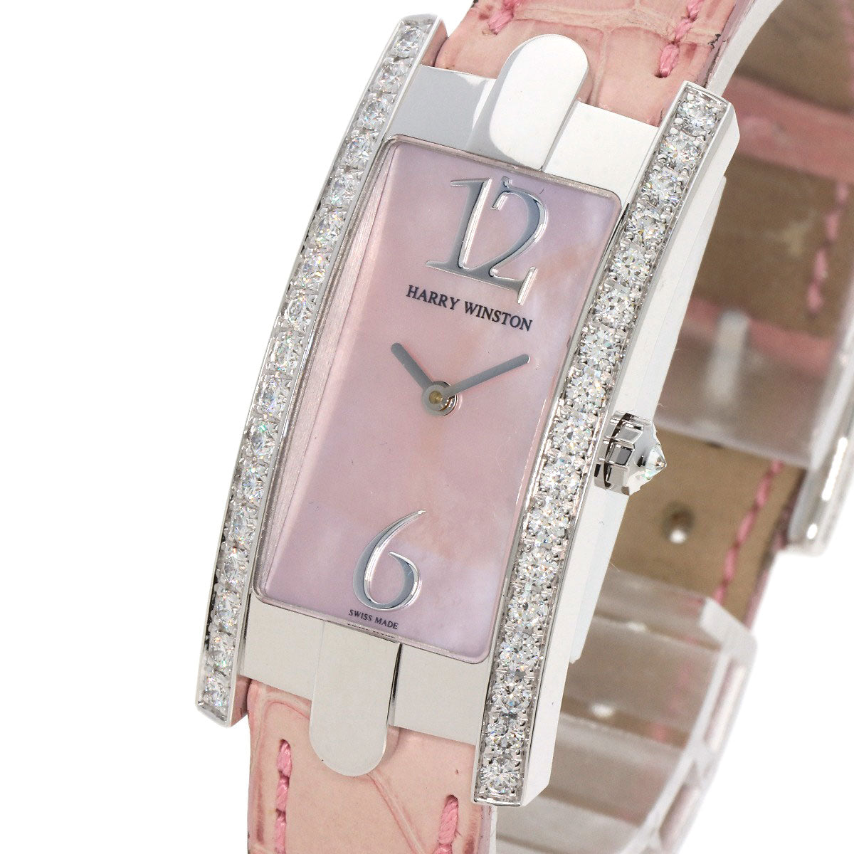 HARRY WINSTON Avenue C Watches 330LQW K18 White Gold/Leather Ladies