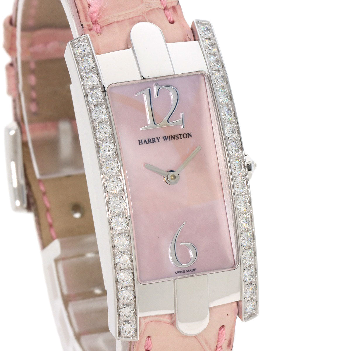 HARRY WINSTON Avenue C Watches 330LQW K18 White Gold/Leather Ladies