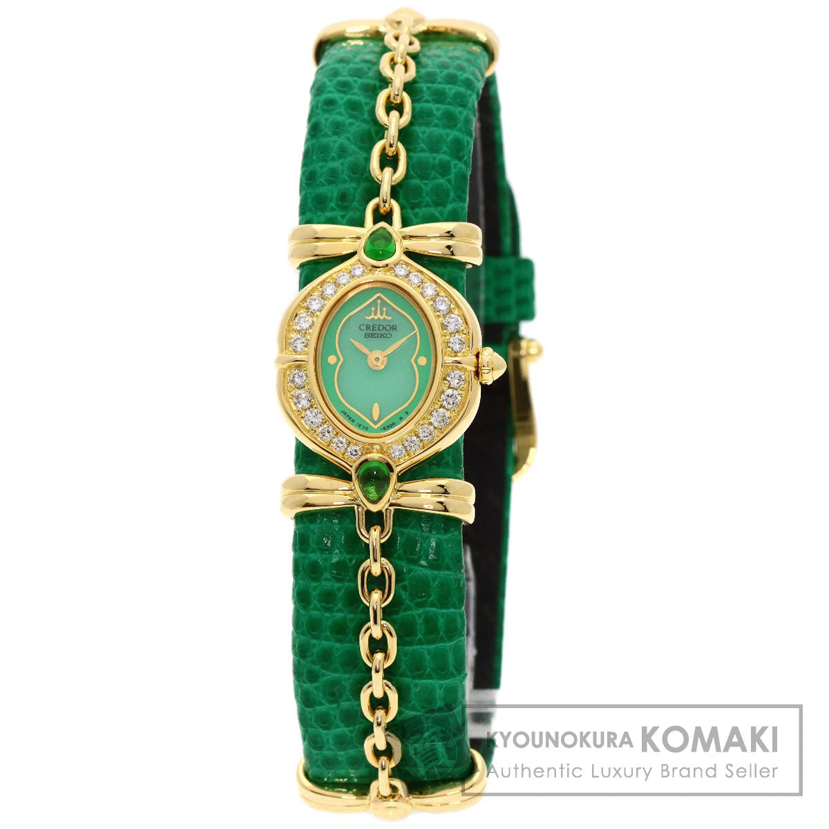 SEIKO CREDOR BezelDiamond Maker Complete Watches 1E70-3200 K18 Yellow Gold/Leather Ladies