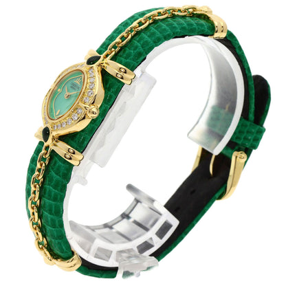 SEIKO CREDOR BezelDiamond Maker Complete Watches 1E70-3200 K18 Yellow Gold/Leather Ladies